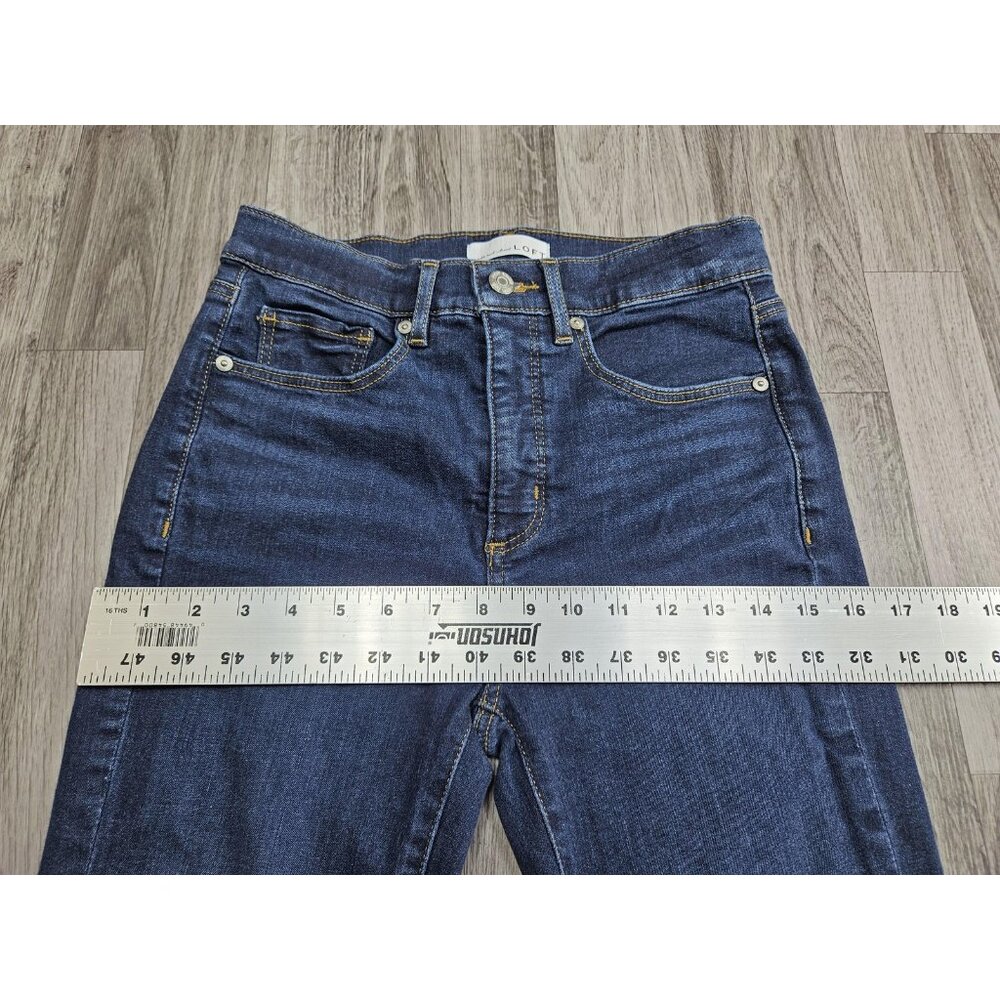 (3/$35) LOFT Jeans Womens 2 / 26 Blue Skinny Stretch Denim High Rise Skinny - Picture 8 of 11